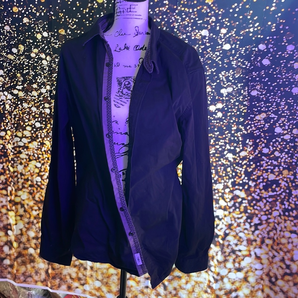 GBG black long sleeve dress shirt with minimal design